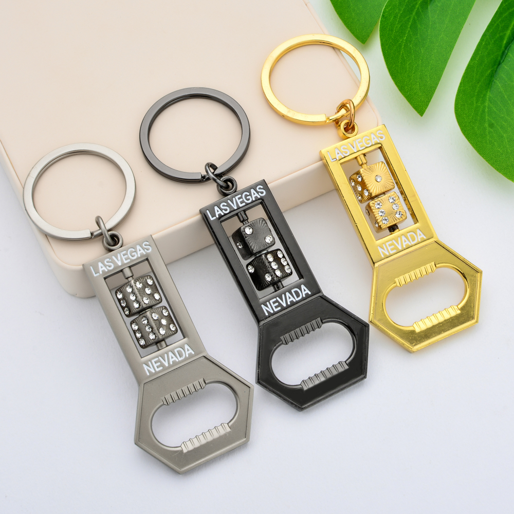 Schlüsselanhänger /" Würfel /" drehbar Gold // Chrom Neu Edelstahl