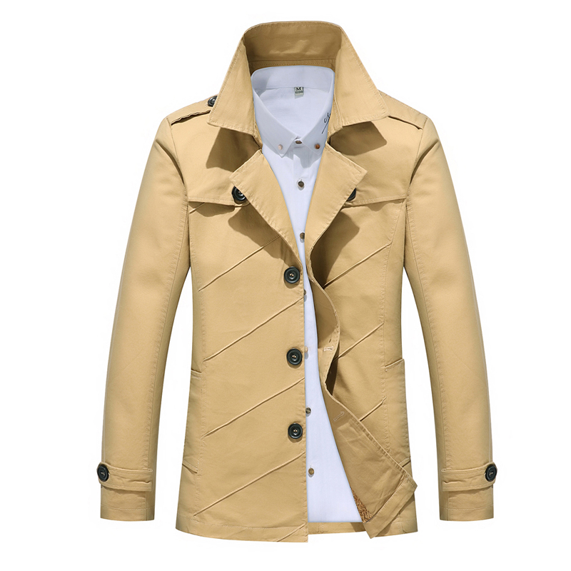 

Eslite Hyun Mens Trench Coat Fashion Designer Men Coat Autumn Slim Vogue Mens Jacket Cotton Windbreaker Men Trench 5XL, Black