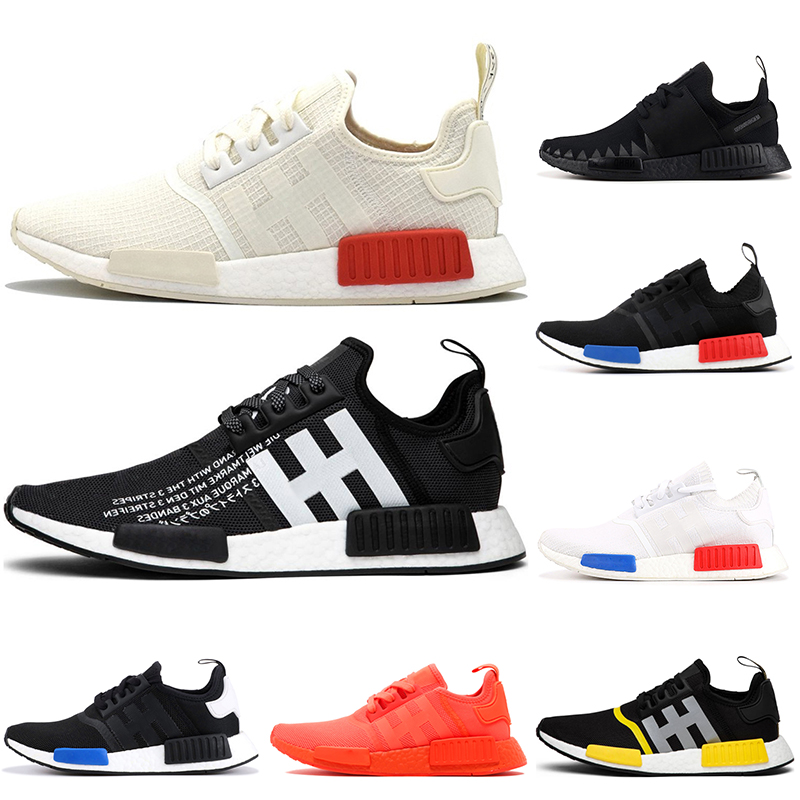 

2019 Wholesale R1 Shoes Discount Cheap solar red triple black Japan white red Runner Primeknit Mens Womens shoes Classic Fashion Sports, Japan black