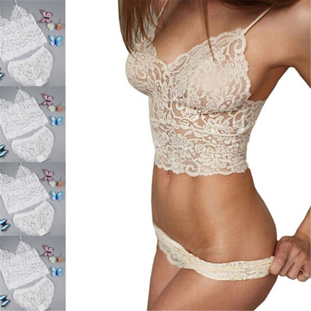 

Hot Sexy Lingerie White Black Lace Stain Intimate Sleepwear Deep V-Neck Back Dress Nightwear Bra+ Set