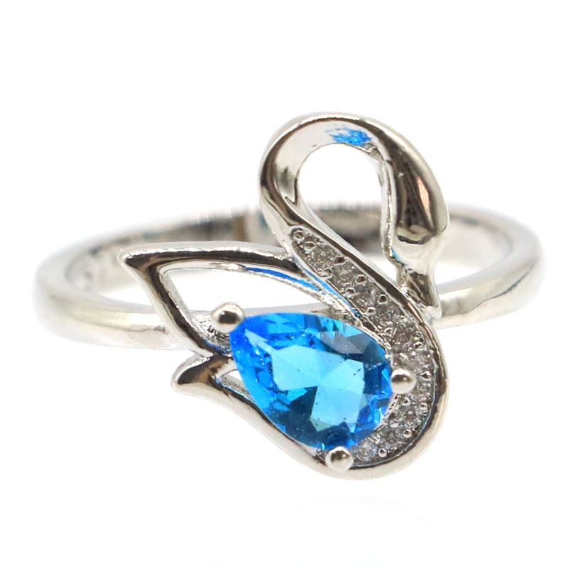 

Cluster Rings 15x14mm Pretty Shape Created Paris Blue Topaz CZ Woman's Jewelry Making Silver