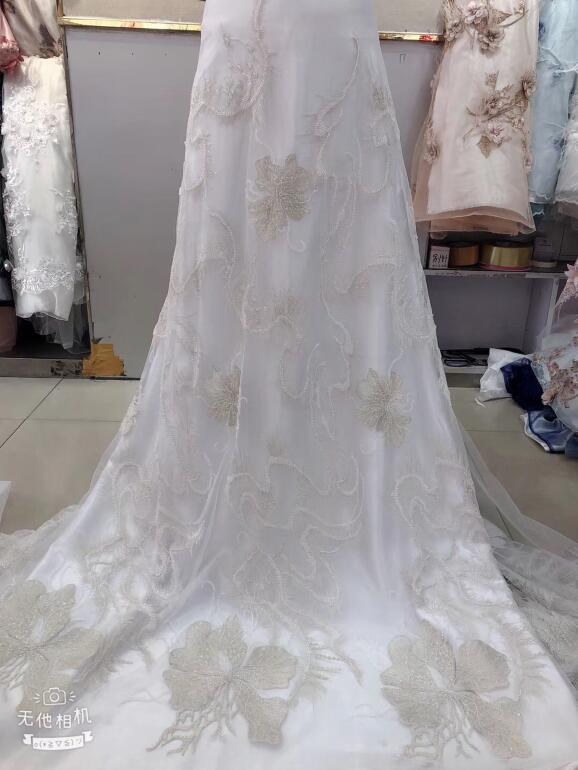 

nice looking feather embroidery tulle mesh lace fabric Sat-58.9813 with good quality for party dress