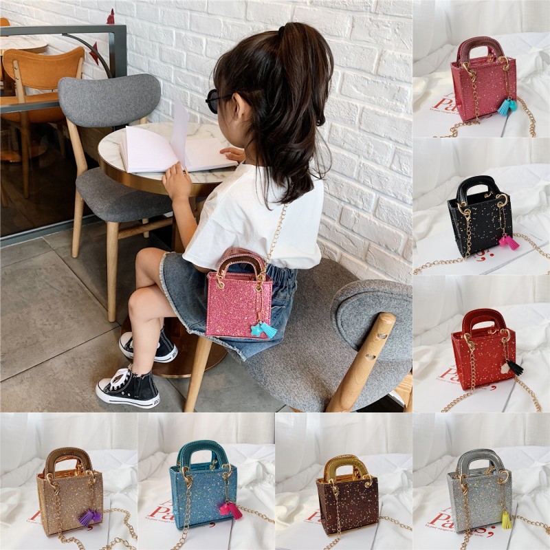 

kids sequin bags PU mini handbag glitter baby girls one shoulder bags message bag coin purse children gifts, Gold