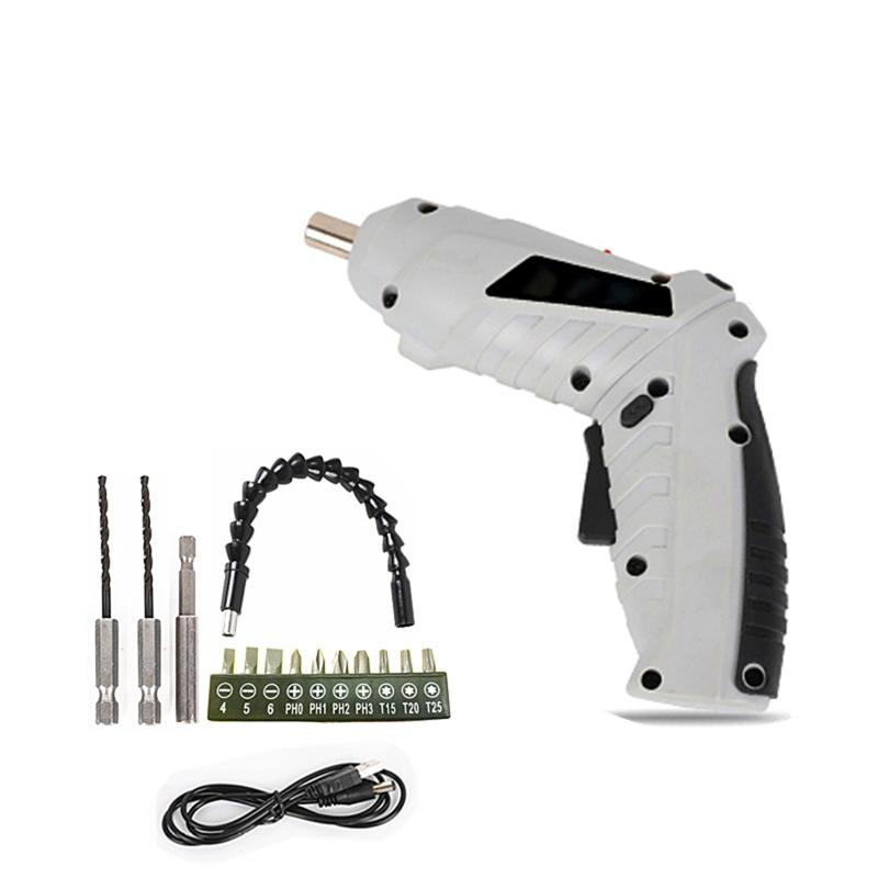 

Multi-functional Cordless Electric Screwdriver Household Lithium-Ion Rechargeable Drill/Driver Power Tools Kit with Light