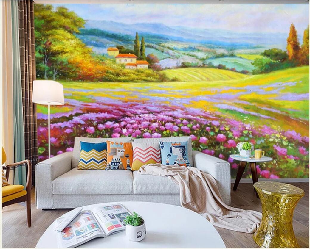 

3d wallpaper custom photo murals Idyllic village oil painting art background mural decor wall art pictures, Non-woven fabric
