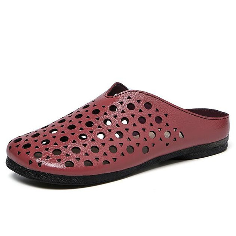 

ZXRYXGS Sandals 2020 New Soft Bottom Flat Leather Sandals Women Casual Shoes Summer Fashion Elegant Silppers Beach, Brown