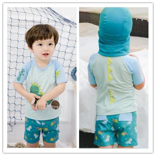 Boy Cartoon Dinosaur Swimsuit Baby Boy Swimwear Three Pieces Kids Summer Trunk Sets Baby Clothes DM 001-image-412283764
