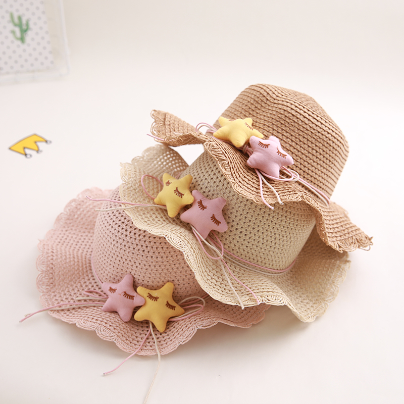 

Children's straw hat girls small fresh sun hat girl summer sunscreen beach