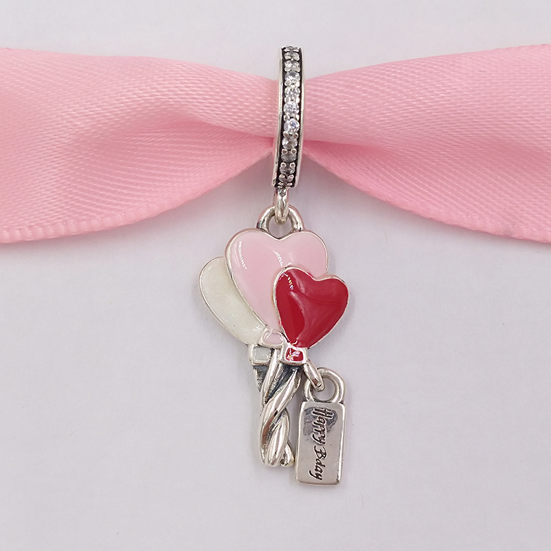 

Authentic 925 Sterling Silver Beads Heart Balloons Dangle Charm Charms Fits European Pandora Style Jewelry Bracelets & Necklace 798076CZ