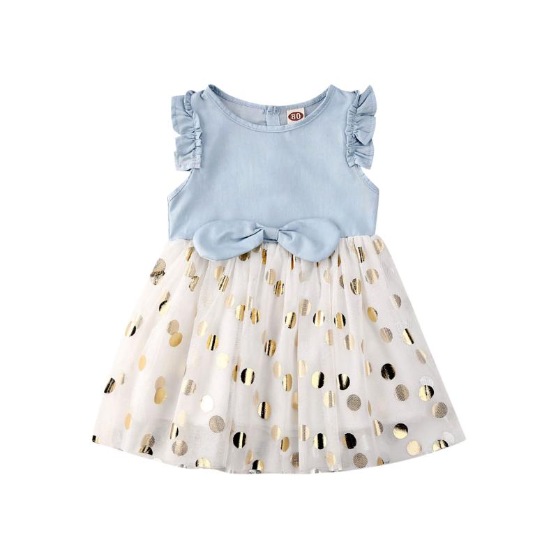 

6M-5Y Cute Newborn Toddler Baby Kid Girl Dot Dress Bow Tutu Party Dress Summer Children Girls Costumes, As pic