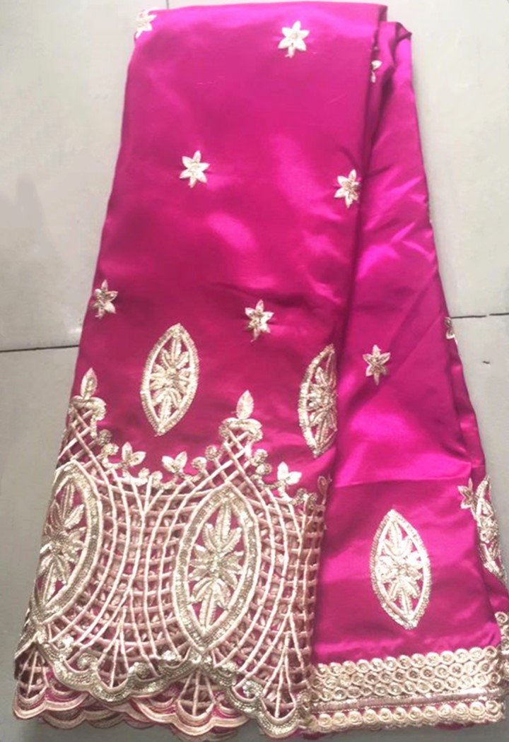 5Yards Beautiful fuchsia cotton fabric african George lace fabric with gold sequins french lace fabric for clothes OG5-3-image-470760097