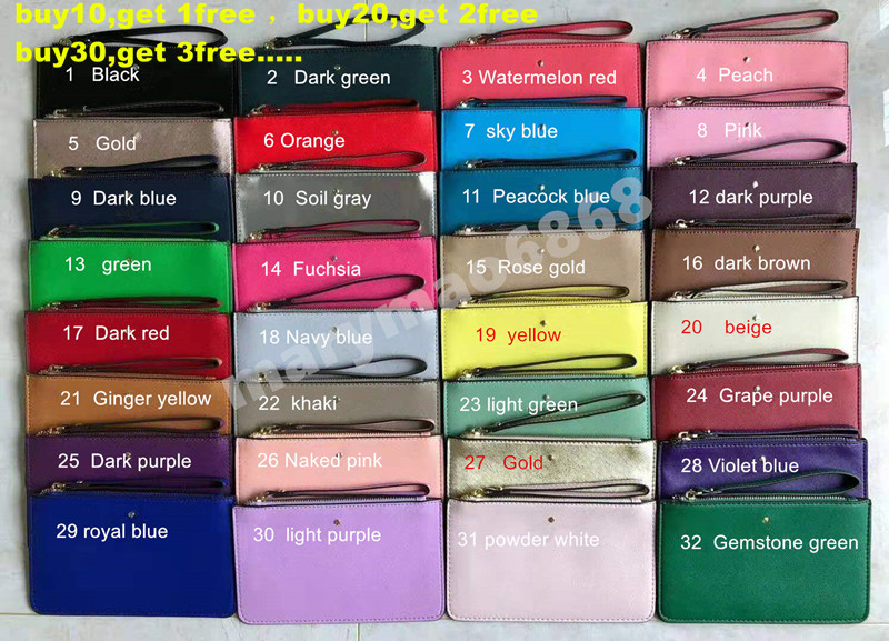 

32 Colors Brand Designer Wallets Wristlet Women coin Purses Clutch bags zipper pu design luxury bag factory, Pls leave message your colors qty