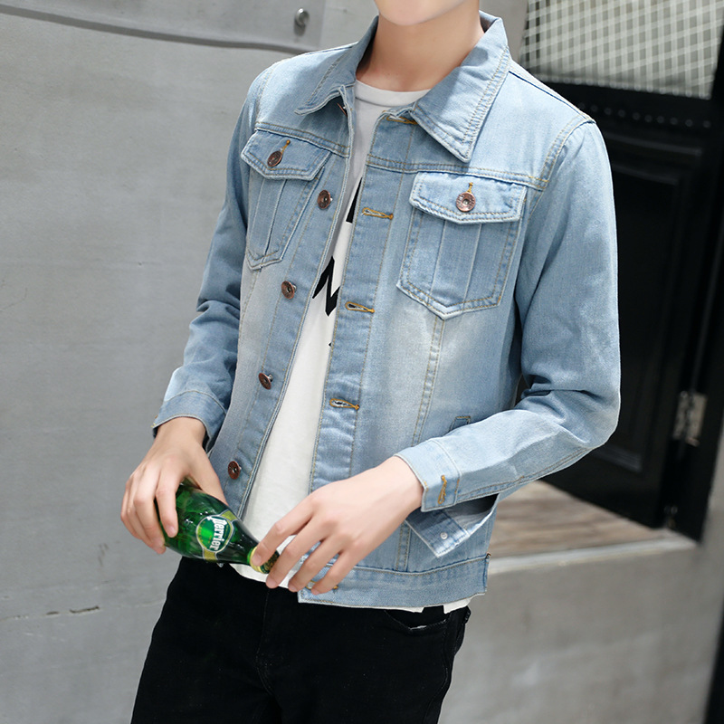 

2020 Men' New Casual Jacket Korean Jacket Trend Slim Youth Clothes Denim Long Sleeve Shirt coat clothing, 01