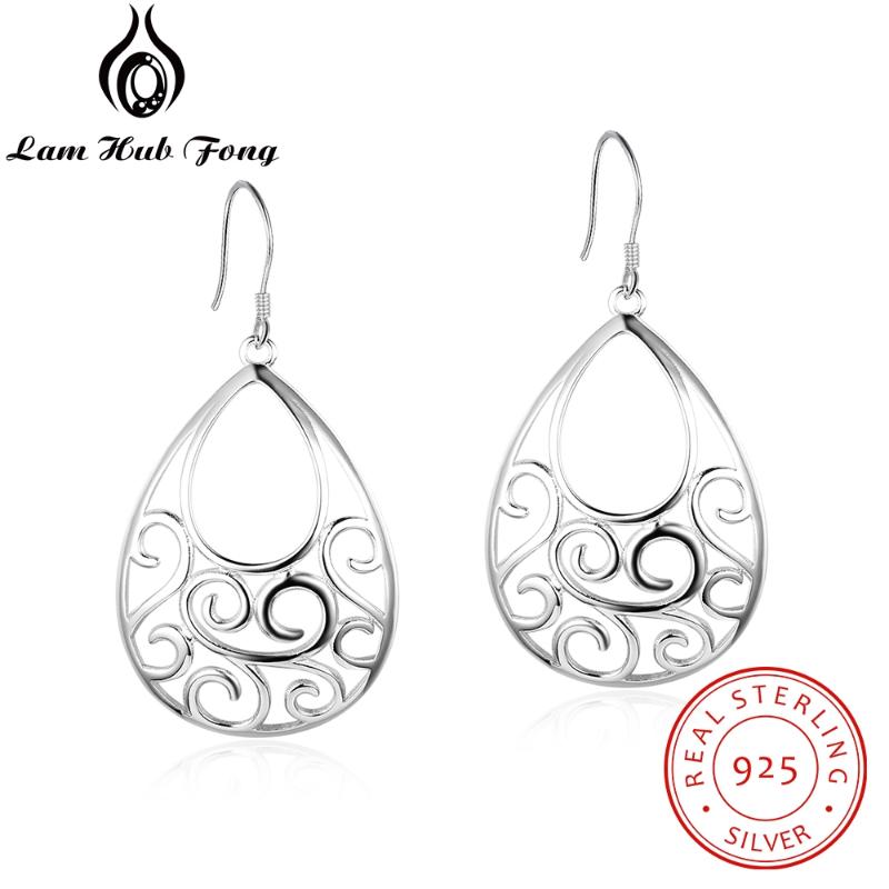 Círculo plateado plata pendientes de filigrana pendientes bohemio marroquí Flor Encaje