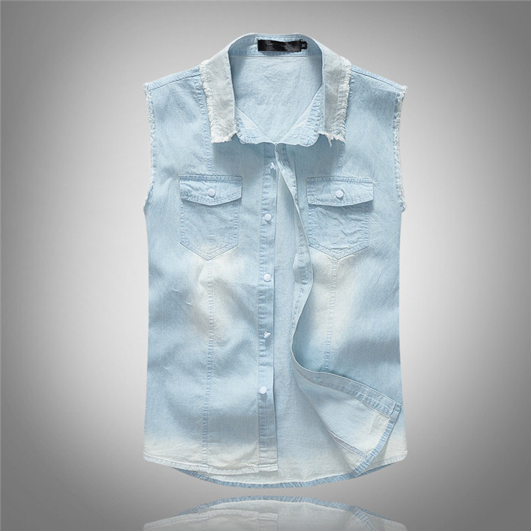

Men Summer Thin Denim Vest Men Slim Fit Sleeveless Jeans Jacket Mens Casual Blue Denim Vests Korean Casual Sheer Jean Waistcoat, Sky blue