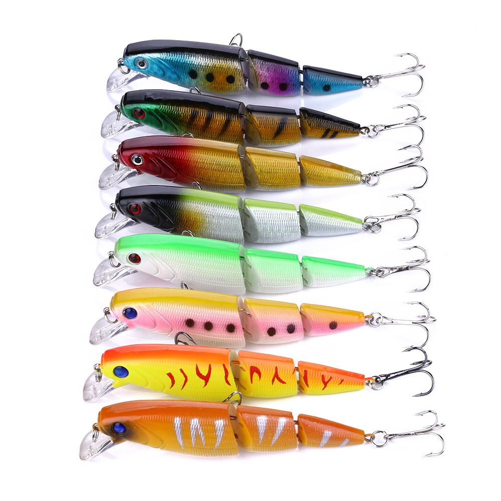 

3 Segments Wobbler Fishing Lure Jointed Crankbait Swimbait Fish Lure with Sharp Treble Hooks 10.5cm 15g