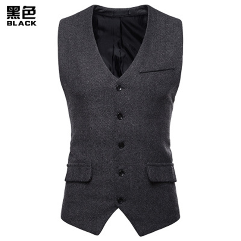 

Dress Vests For Men Slim Fit Mens Suit Vest Male Waistcoat Gilet Homme Casual Sleeveless Formal Business Jacket New, Black