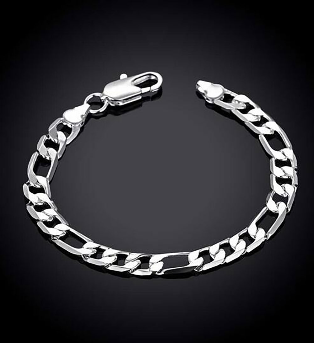 

925 stamped sterling silver plated bracelet chain 6 8 10 12 MM 20cm bracelets chain for Men male arm chain wedding party accessories