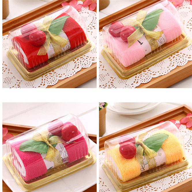 

20sets/lot Cake Swiss Roll Shape Hand Towel Microfiber fabric Face Towel Mini Washcloth Party Wedding Birthday Gift Decoration, Random color
