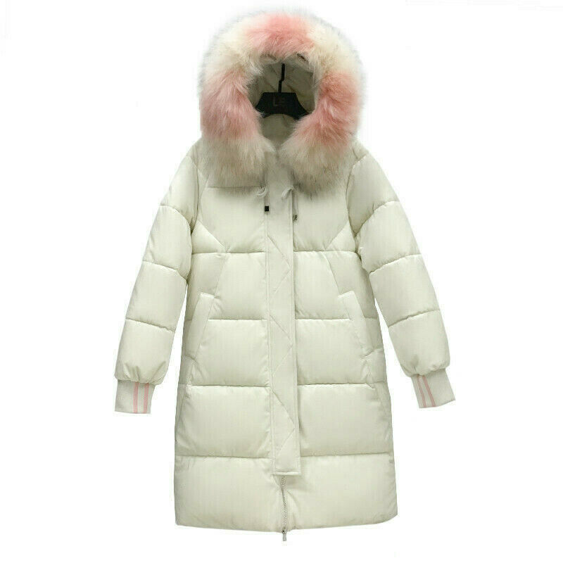 

Wholesale Winter Women Down Cotton Long Casual Big Fur Collar Hooded Coat Parka UK S-3XL, Blue