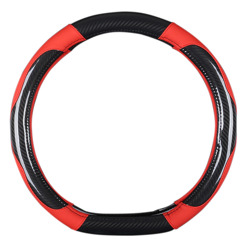 

D Shape Car Steering Wheel Cover Carbon Fiber Pattern With PU Leather Car Covers