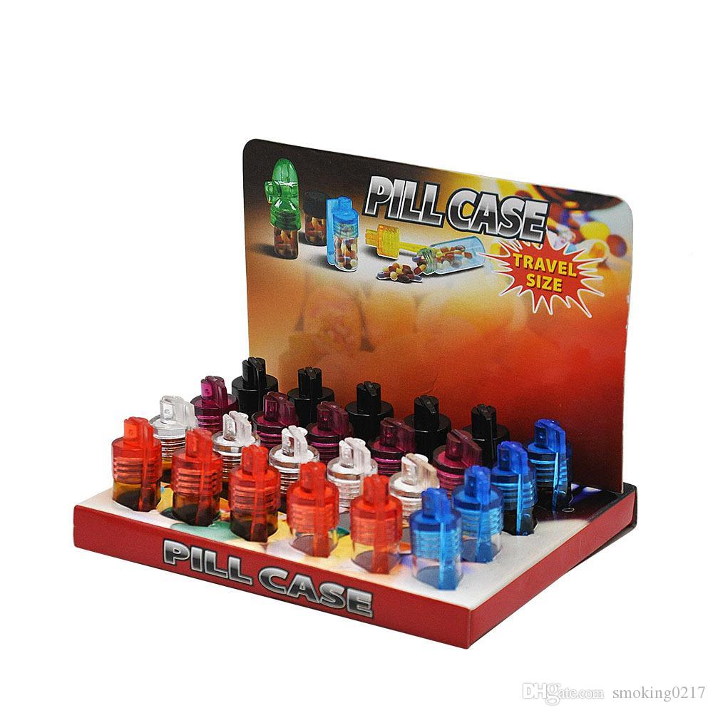 Verre acrylique Snuff Bullet Rocket Snorter Grande taille 51MM 36mm Boîte à pilules en verre Flacon Cuillère Flip Case