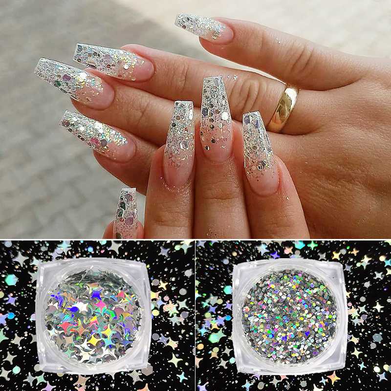 

Nail Glitter Powder Set Dazzing Gold Silver Glittering Chrome Nail Powder Decoration Shimmer Art Flakes Manicuring Design