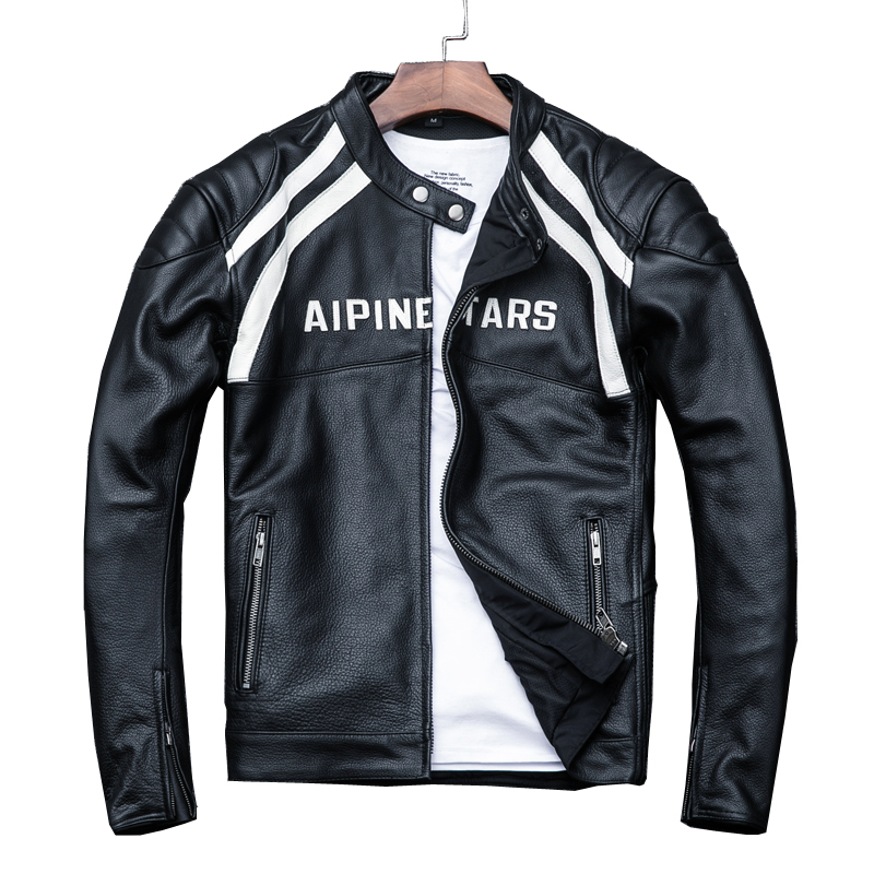 

2020 Black Men Slim Fit Biker' Leather Jacket Plus Size 4XL Genuine Thick Cowhide Short Russian Motorcycle Coat FREE SHIPPING