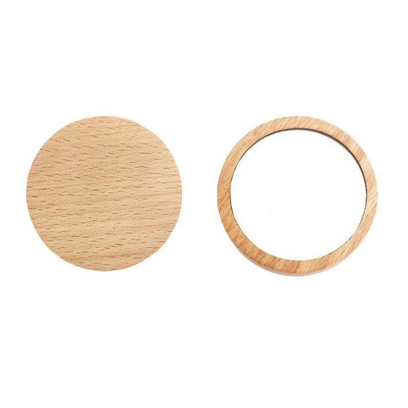 

Wood Small Round Mirror Portable Pocket Mirror Wooden Mini Makeup Mirror Wedding Party Favor Gift Custom Logo ZC1037
