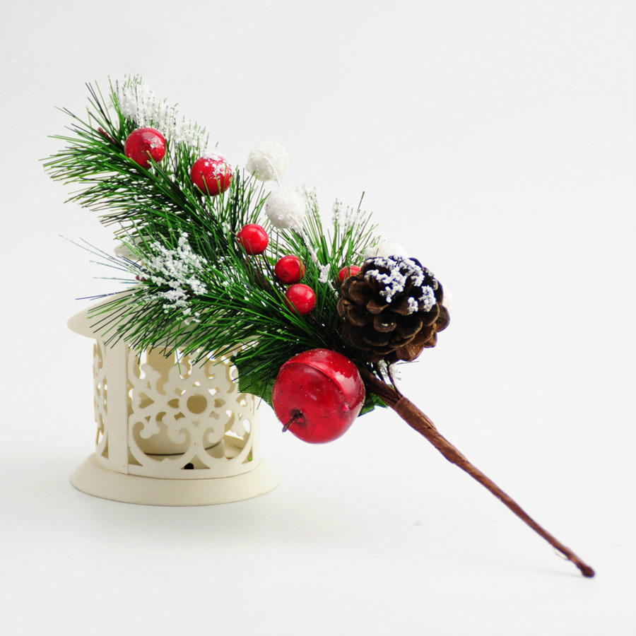 

Pine Cones Red Christmas Decorations 28cm Christmas Tree Pine Needles Sticky Branches Cuttings 36g