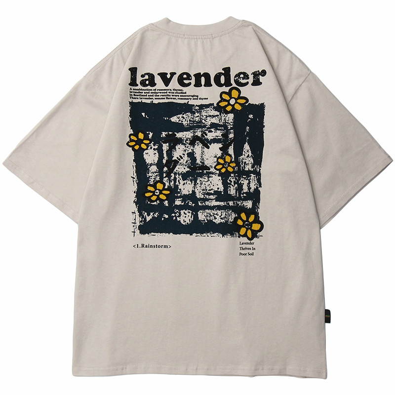 

Januarysnow 2020 Men Hip Hop T Shirt Streetwear Harajuku Floral T-Shirt Oversize Summer Short Sleeve Tshirt Loose Cotton Tops Tees HipHop, White