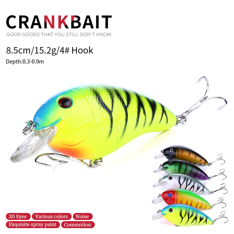 

Fishing Lures (CB022) 8.5CM 15.2G #4 Treble hook Swiming Depth 0.3-0.9m CRANKBAIT HOOKS 25pcs