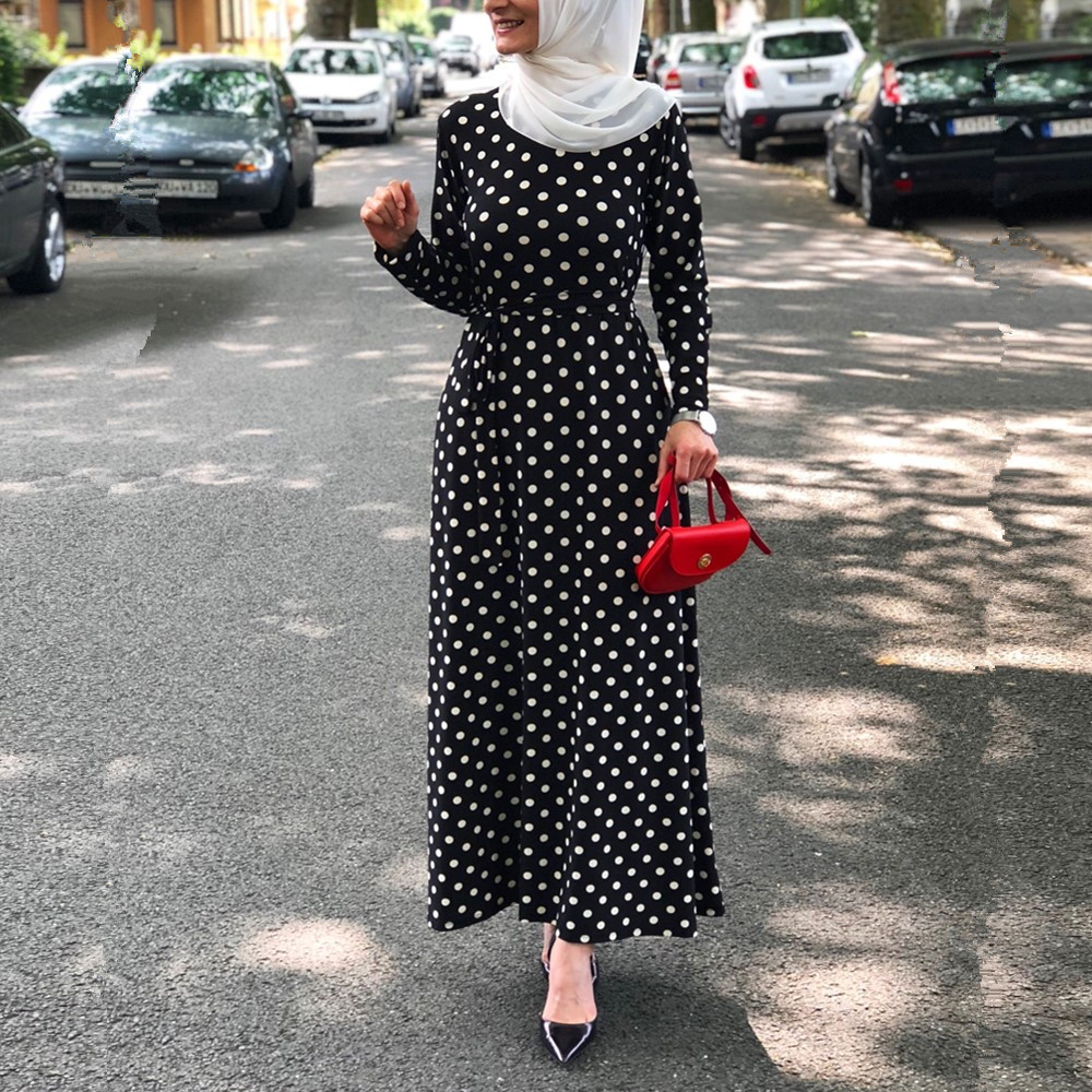 

Muslim Wave point Abaya Full Dresses Cardigan Kimono Long Robe Gowns Tunic Jubah Middle East Ramadan Arab Islamic Clothing