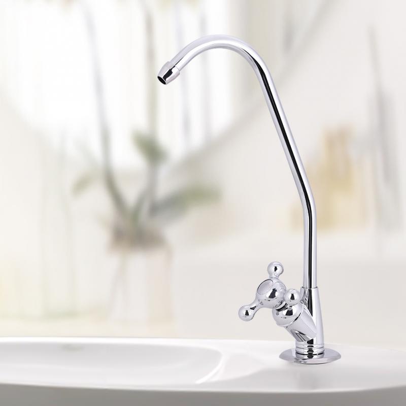 Rubinetto 1/4 Rubinetto da cucina in lega di zinco Filtro per acqua potabile RO ad osmosi inversa cromata Rubinetto 1/4 Rubinetto da cucina in lega di zinco Filtro per acqua potabile RO ad osmosi inversa cromata