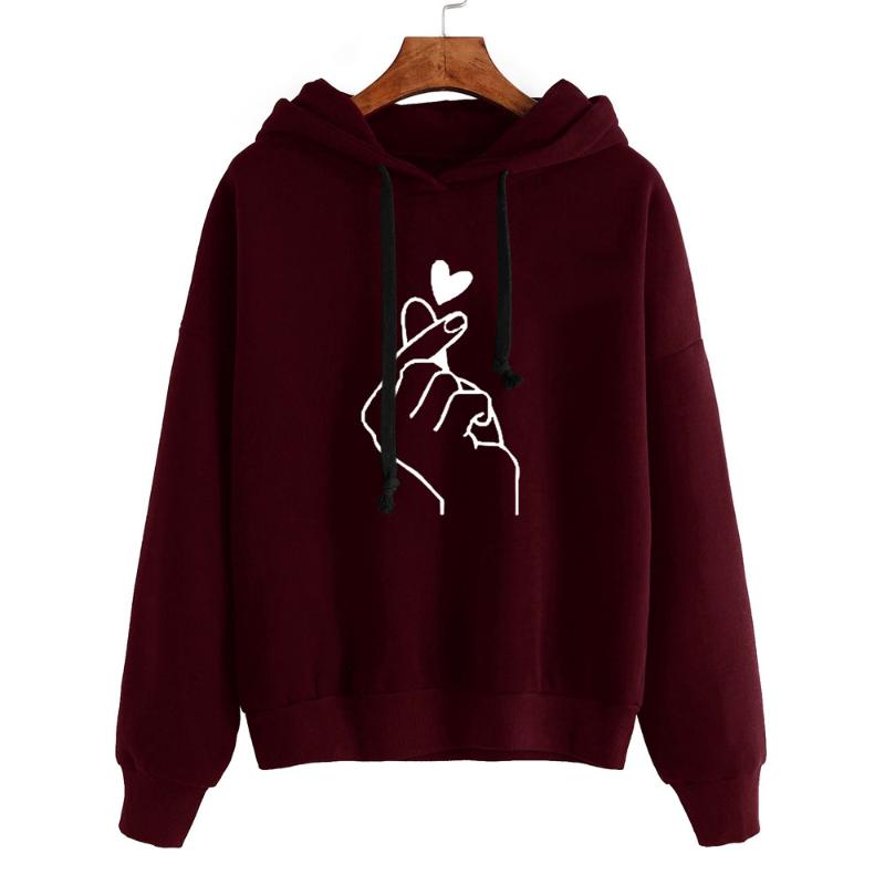 Style coréen femmes sweat à capuche polerones mujer pulls à capuche 2019 hauts à la mode femmes vêtements amour geste d90521