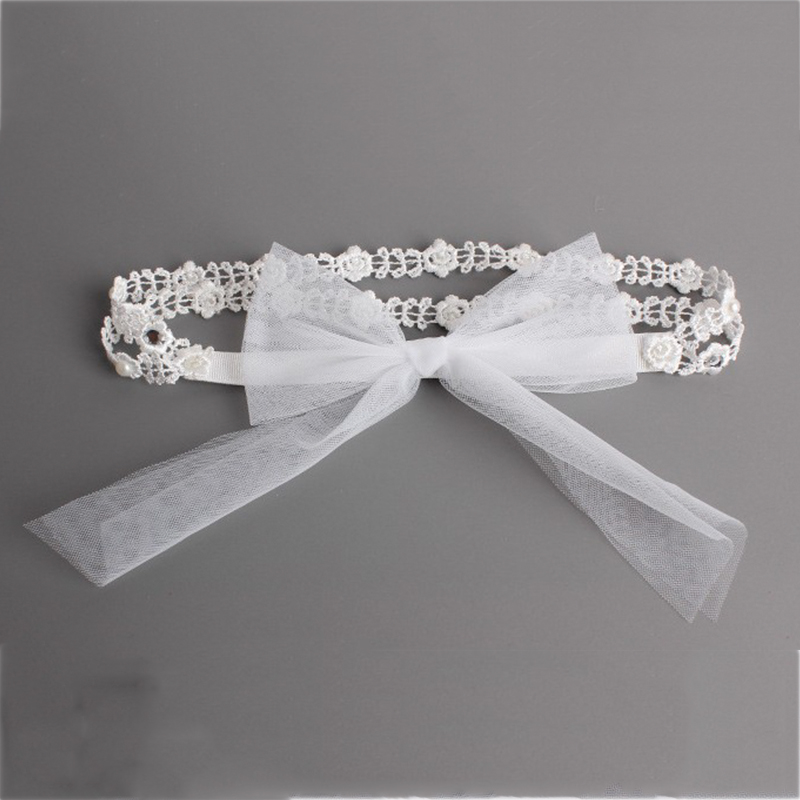 

Baby Girl Headband Pearl Lace Flower Hair Band Child Retro Elastic Hair Accessories Kid Adjustable Tieback Headwear Photo Props, Star white