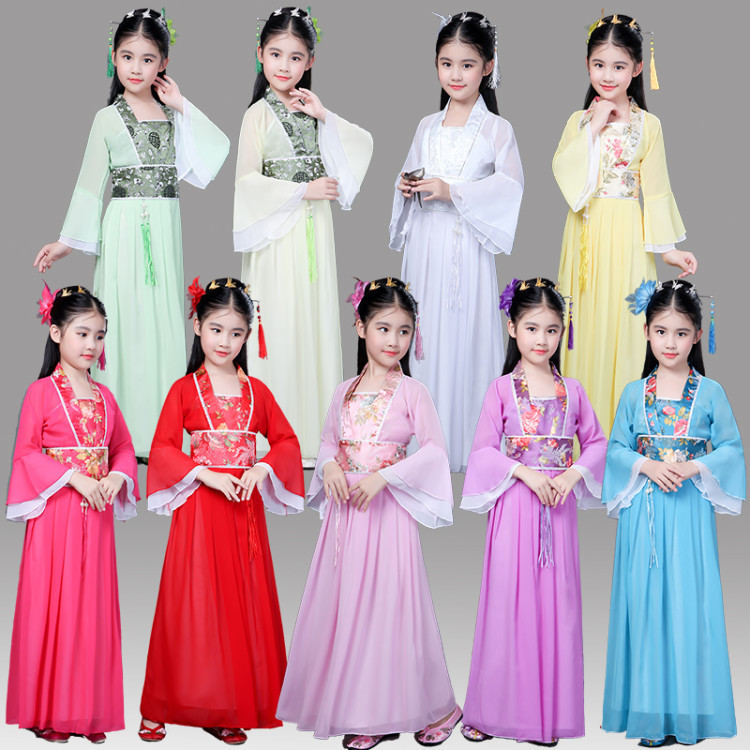 

chinese traditional hanfu dress child clothing folk dance girls ancient chinese opera tang dynasty han ming costume children kid, Red