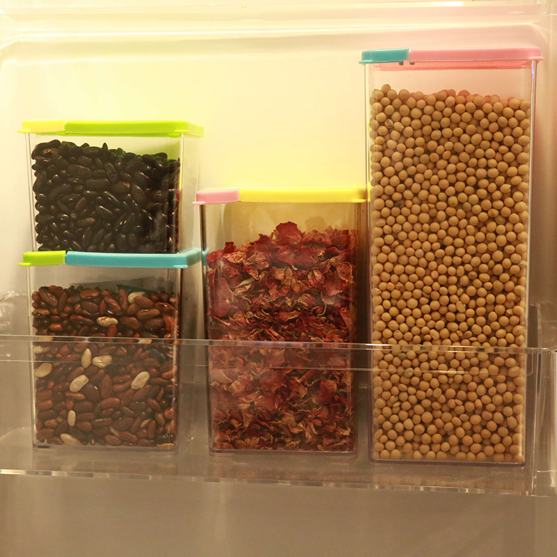 

kitchen sealed jar storage box storage jar Now the simple grain multi-grain plastic covered jar, colorful