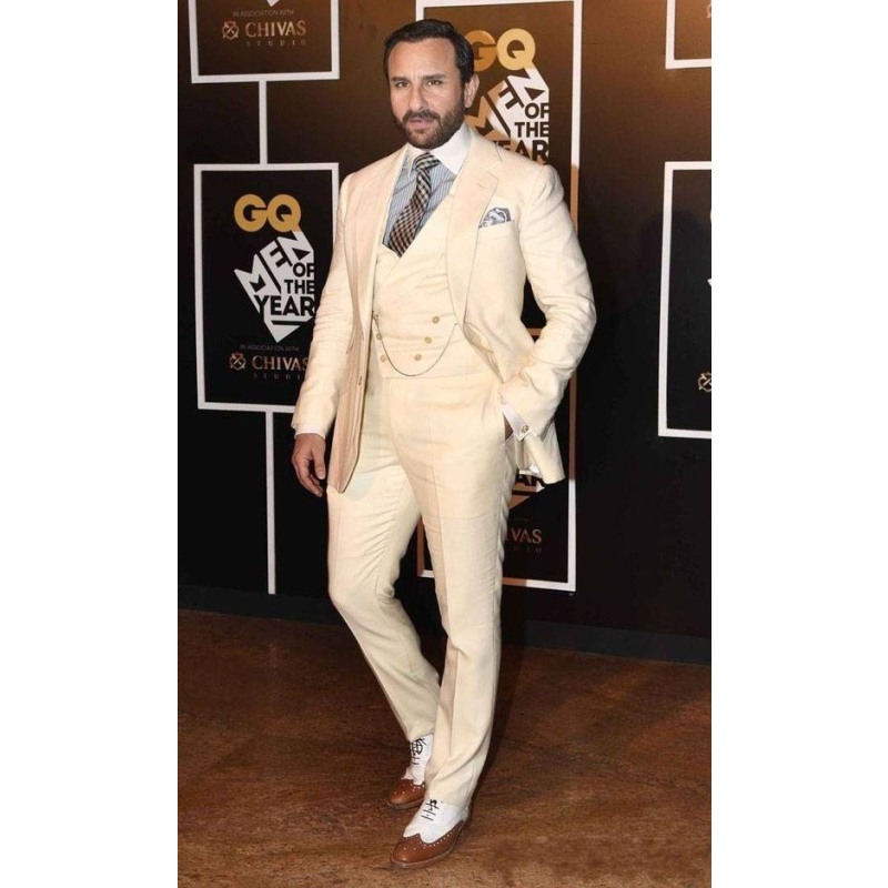 

Fashion Groom Tuxedos Notch Lapel Two Button Mens Wedding Tuxedos Fashion Man Jacket Blazer 3 Piece Suit(Jacket+Pants+Vest+Tie, As picture