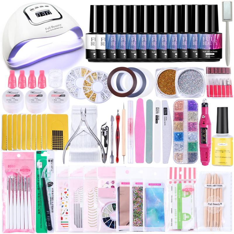 

Nail Set 90W UV LED Lamp For All Gel Polish Varnish Quick Building Nail Extensions Gel Kit Manicure Tools JI1582