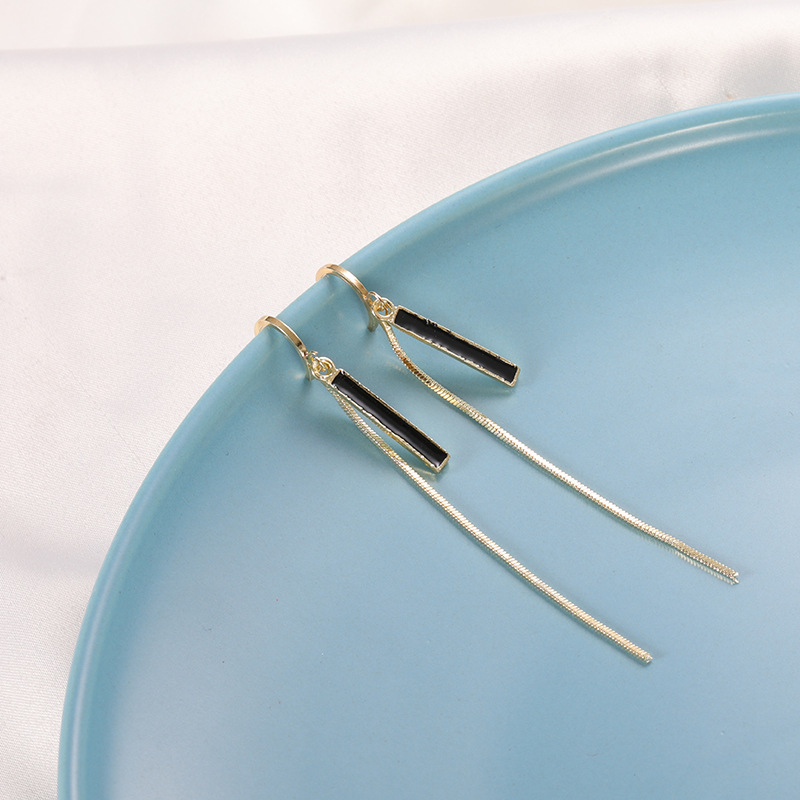 

S905 Hot Fashion Jewelry S925 Silver Needle Simple Geometry Strip Earrings Tassel Dangle Stud Earrings