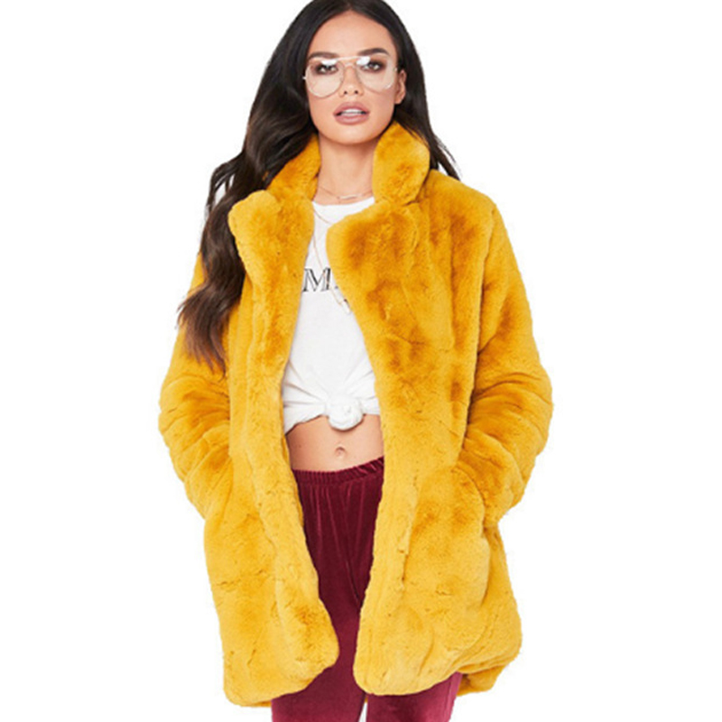 

Plus Size 3X Plush Overcoat Casual Lapel Outerwear Elegant Faux Fur Long Coat Women Autumn Winter Warm Soft Jacket with Pockets, Beige