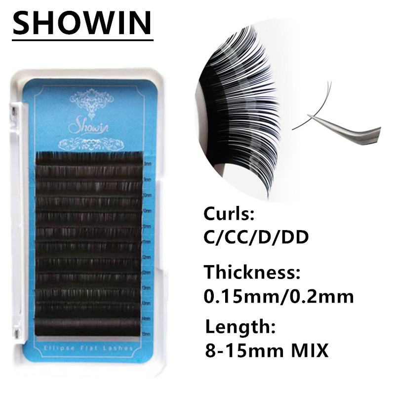 

Eyelashes 3D Mink Lashes Natural Extension Ellipse Flat Lashes Individual Eyelash Extension Makeup Cilia Professional Faux Cils