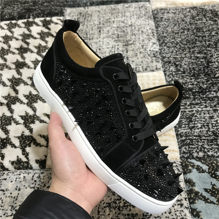 Luxury Designer Pik Pik Studded Spike Walking Flat Black Red Bottom Rollerboy Spikes for Mens Women Party Wedding Party EU35-46