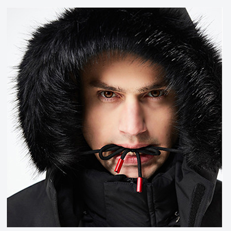 

New Winter Jacket Men Parka -30 Degrees Fur collar Hooded Quilted Padded Wadded Windbreaker warm Male Coat Parkas Overcoat 8F21E, Black