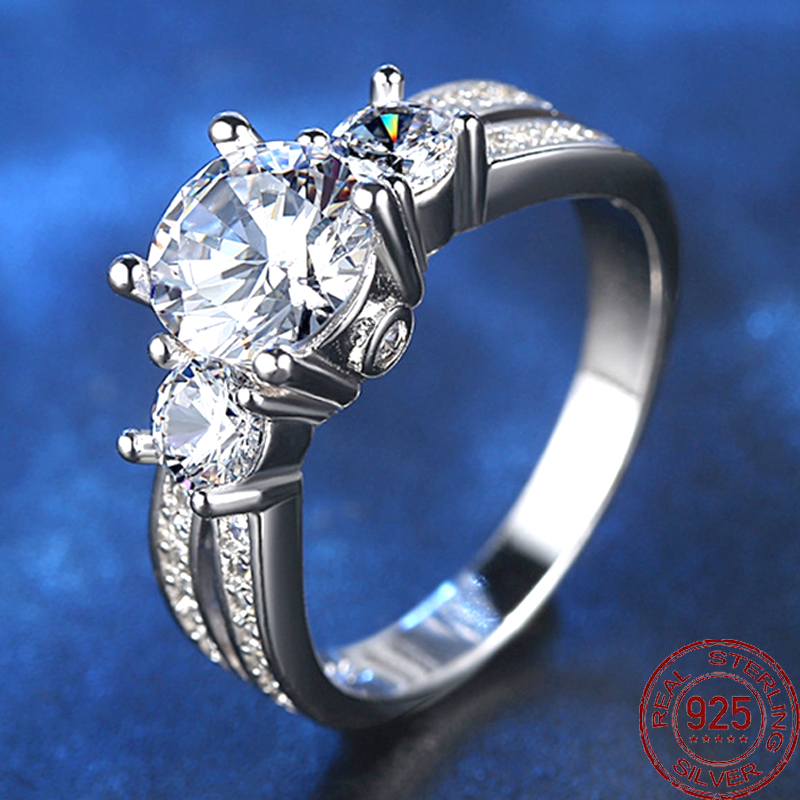 Classic Luxury 1.5ct CZ Diamant Wedding Engagement Rings for Women Real 925 Solid Silver Fine Jewelry Brand Bridal Ring XR036