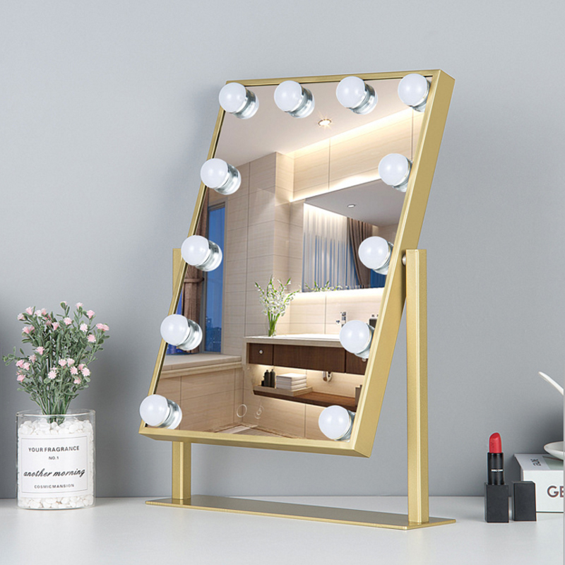 

Desktop Vanity Mirror Ins Net Red Led Makeup Mirror With Bulb Girl Dormitory Desktop Smart Fill Light