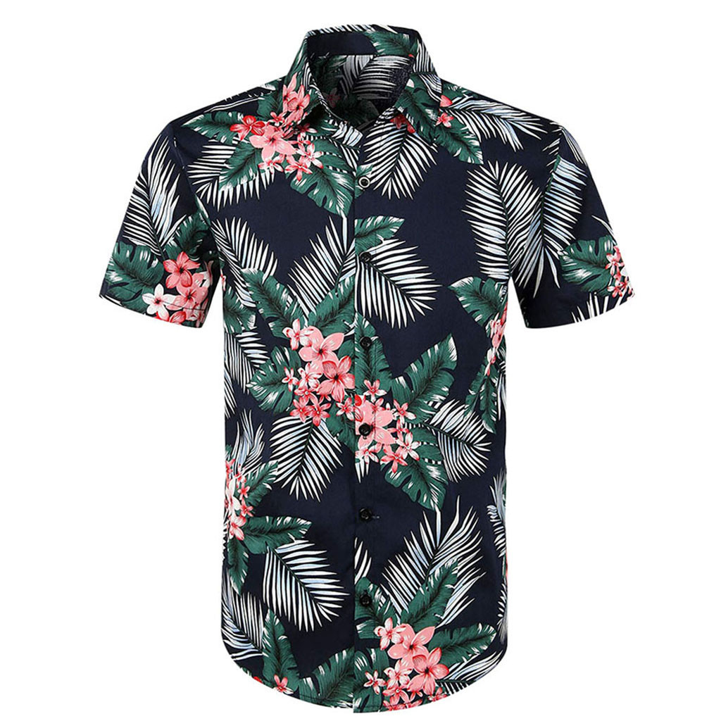 

Januarysnow Floral Shirt Men Casual Printed Button Short Sleeve Shirt Hawaiian Shirt Men Tops Blouse Playeras De Hombre Male Clothing Ropa, Yellow