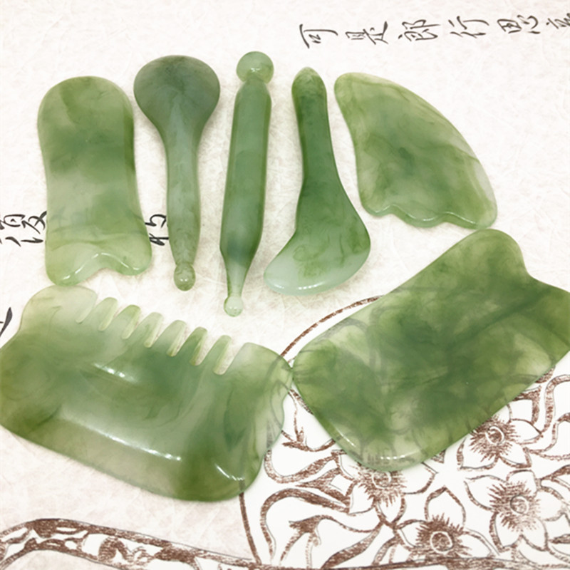 

7pcs/set Gua Sha Massage resin material Scraping Tool SPA Salon Supplier Skin Facial Back Care Treatment Beauty Health Tools