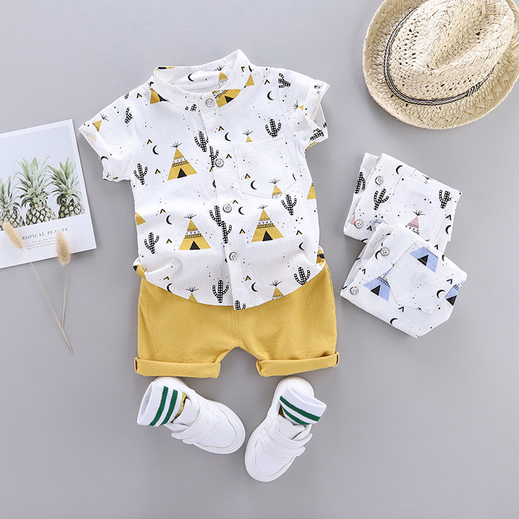 

1-4y Children Clothing Suit For Boys Sets Kids Summer Short-sleeve Lapel T-shirt Short Pants Two-piece Baby Set Outfits Clothes, Sky blue